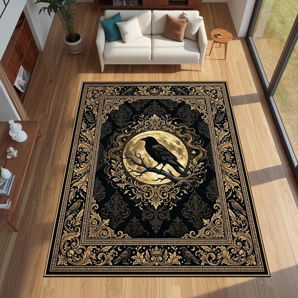 Outdoor Furniture For Cafe - Grand tapis imprimé gothique Golden Raven