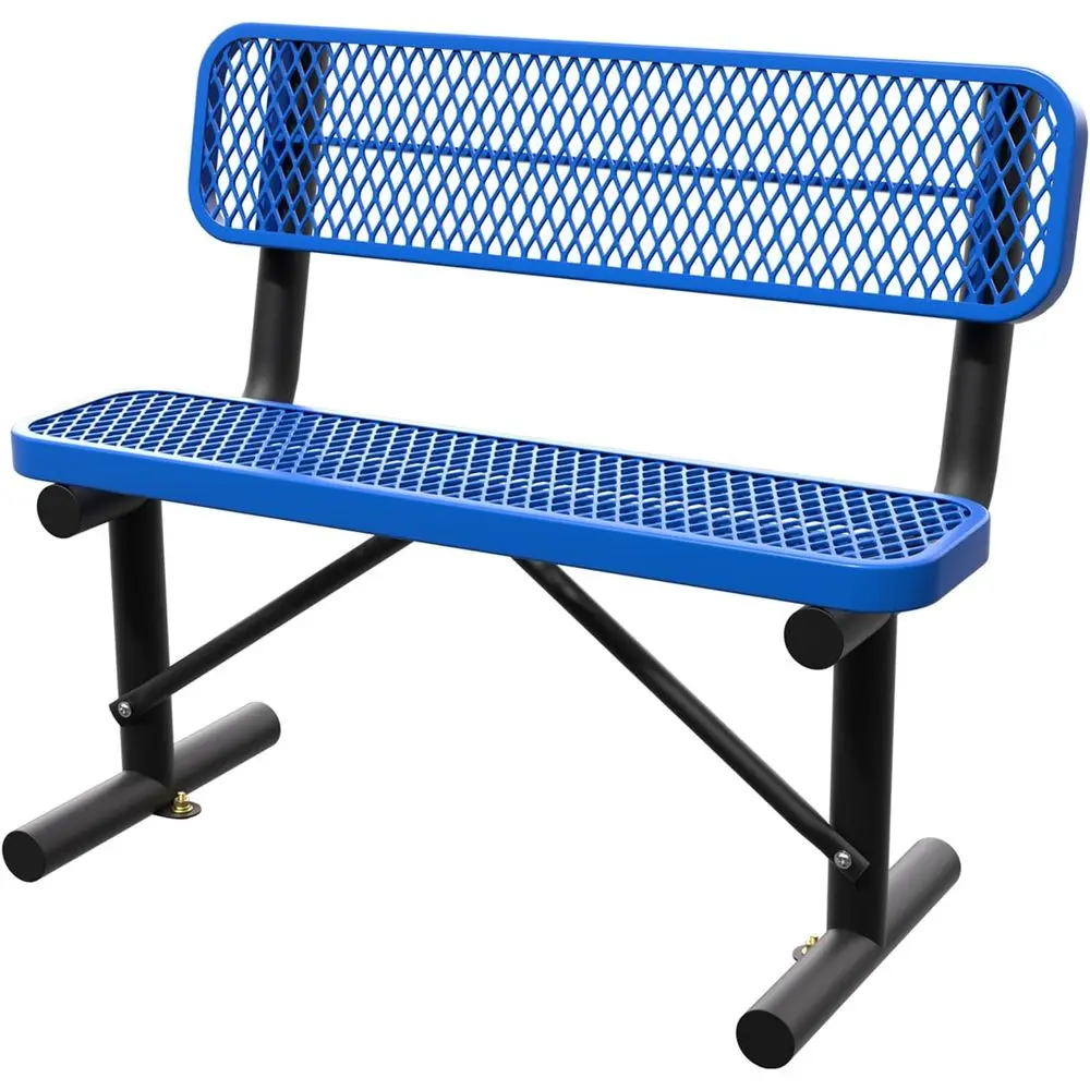 Garden Bench Metal - Banc en métal bleu robuste pour