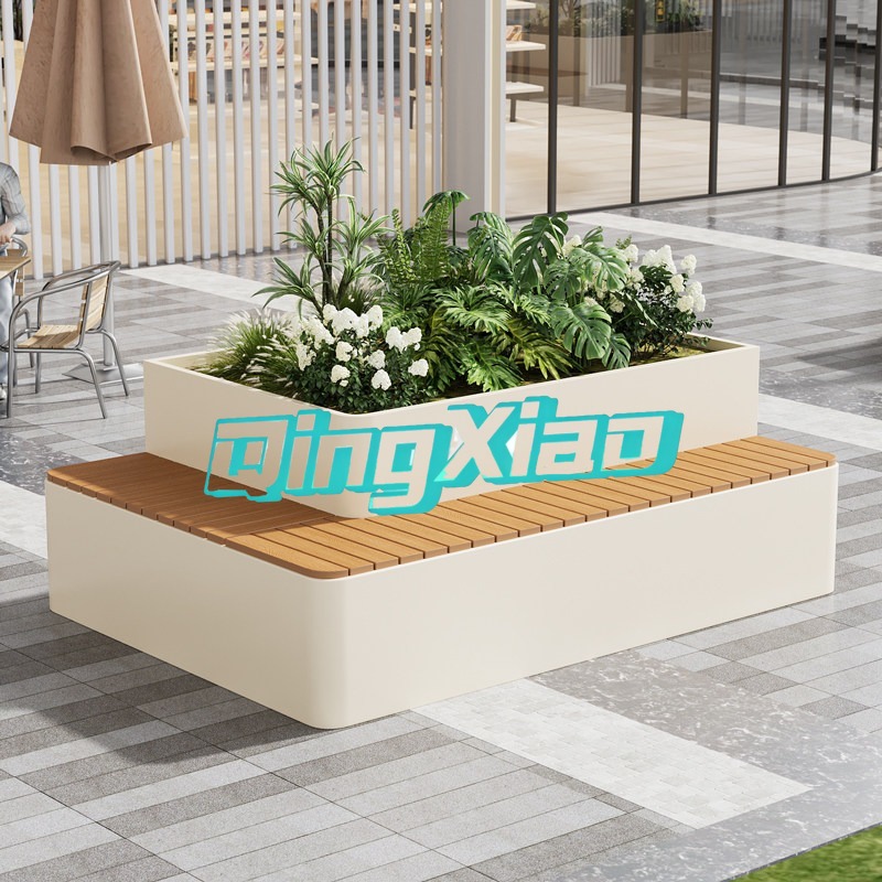 Garden Bench Metal - Banc d'extérieur avec jardinière intégrée, assise