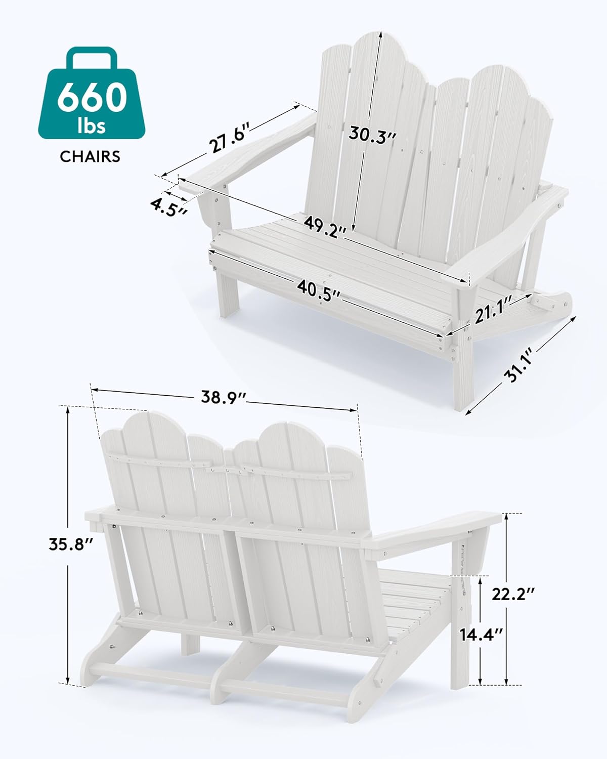 Canapé Adirondack pliable en H - Outdoor Furniture Loveseat avis et prix