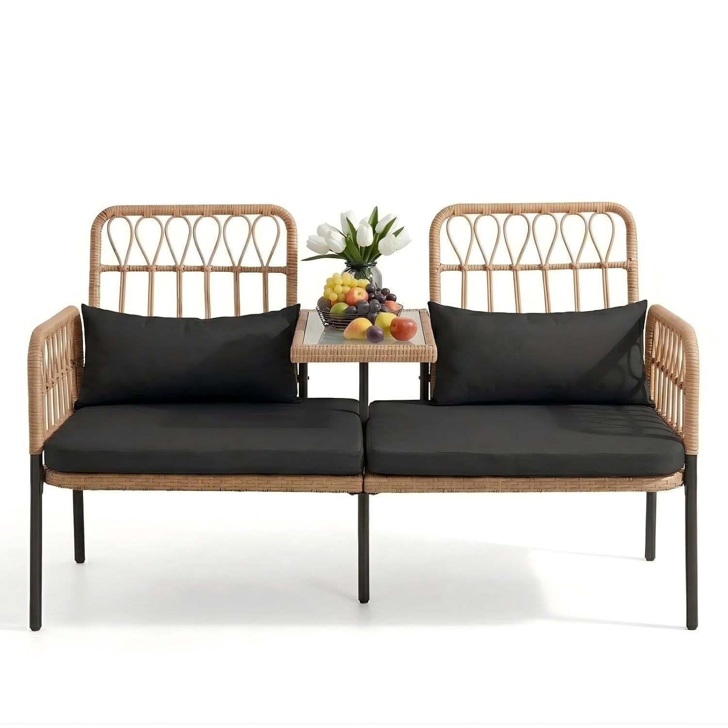 Canapé en rotin avec table en  - Outdoor Furniture Loveseat avis et prix