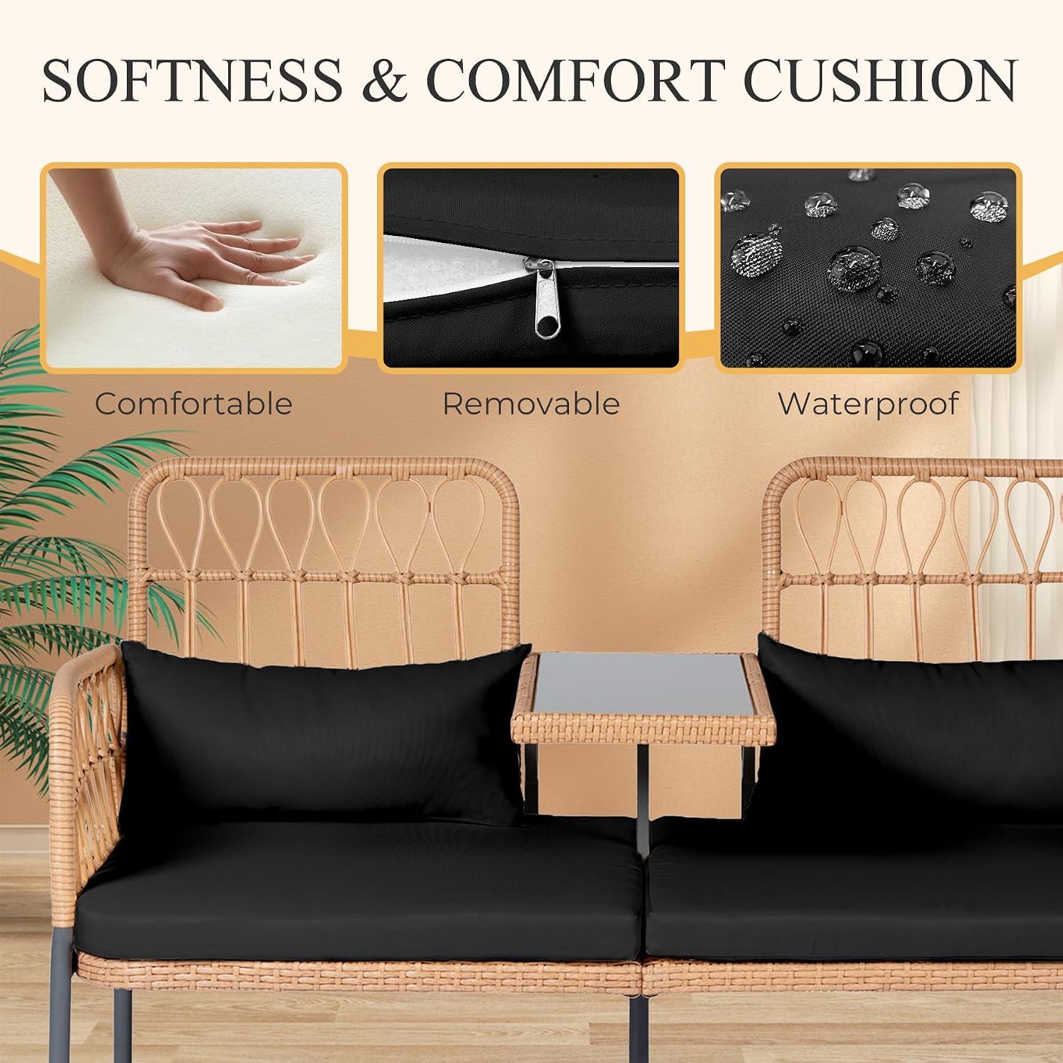 Canapé en rotin avec table en  - Outdoor Furniture Loveseat avis et prix