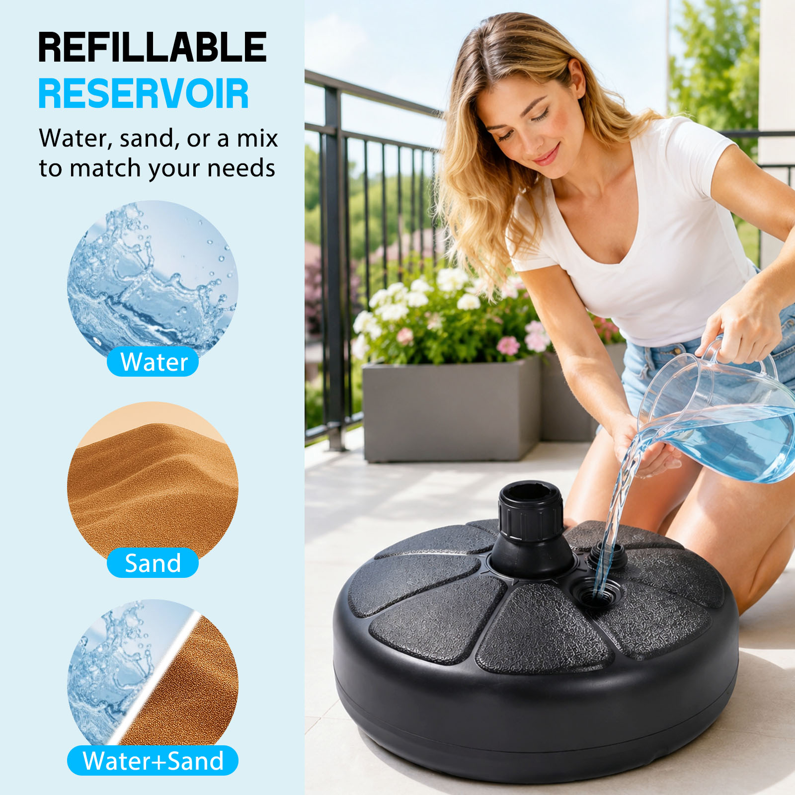 Base de parasol remplissable d - Outdoor Furniture Sunbrella avis et prix