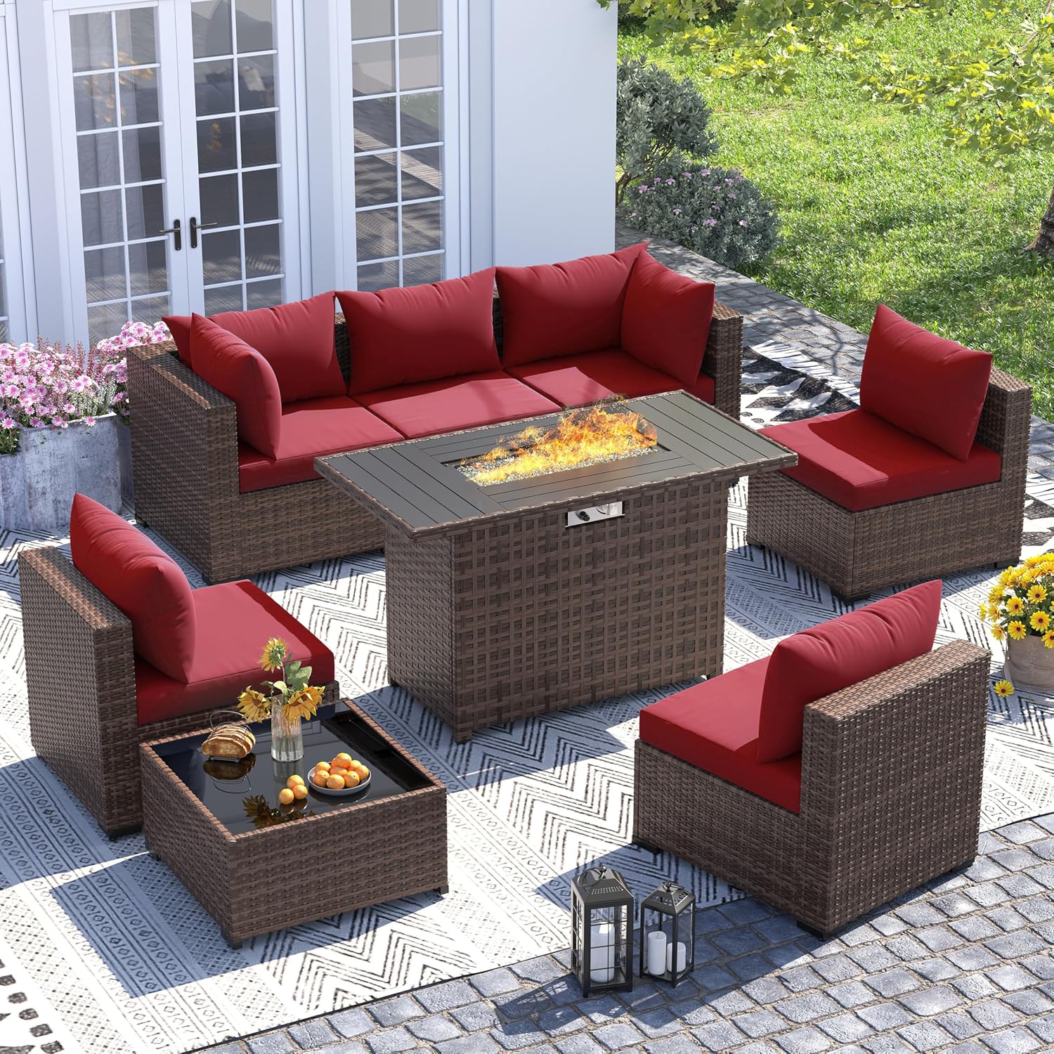Ensemble de 8 pièces de canapé - Outdoor Furniture And Fire Pit avis et prix