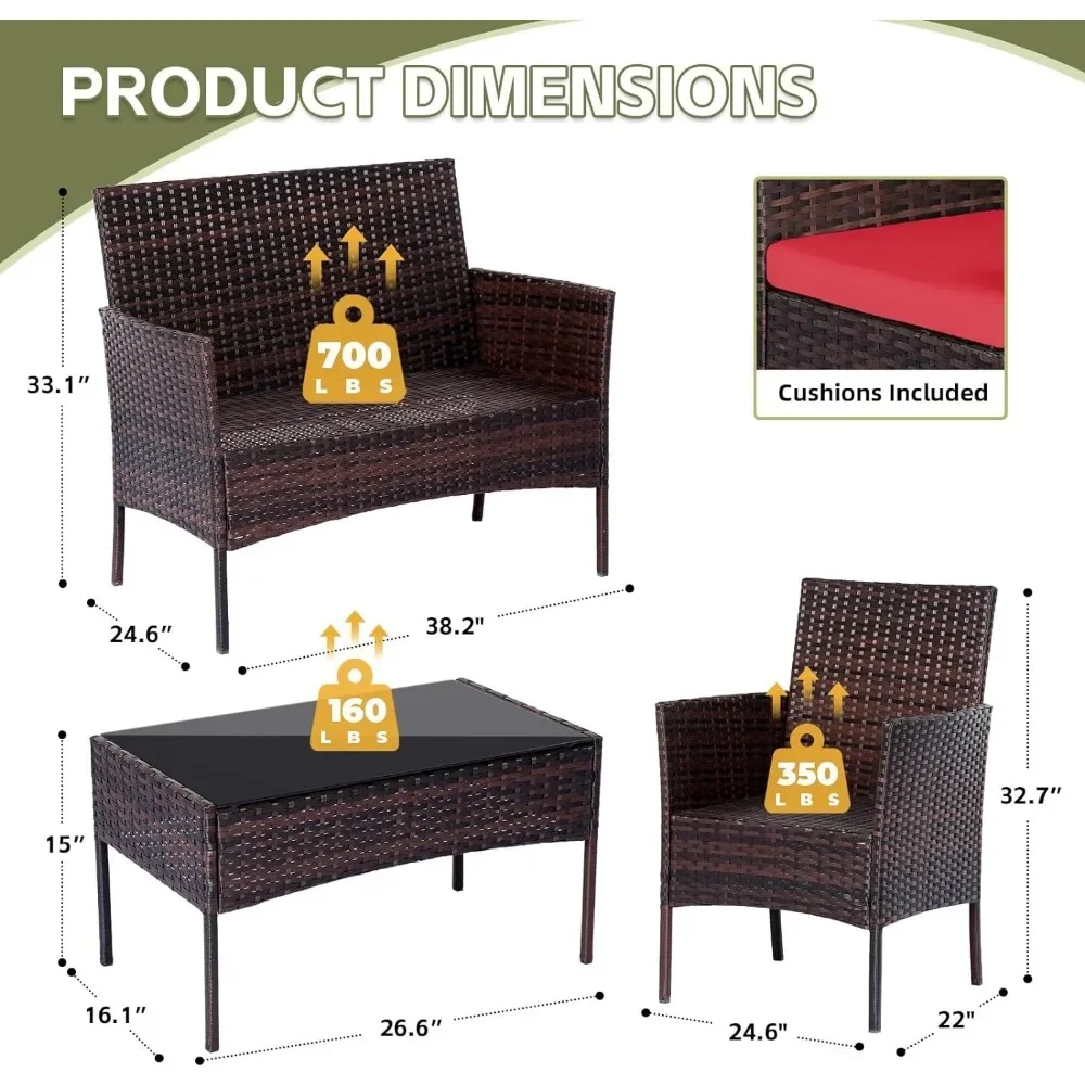 Ensemble 4 pièces ensembles de - Outdoor Furniture Loveseat avis et prix