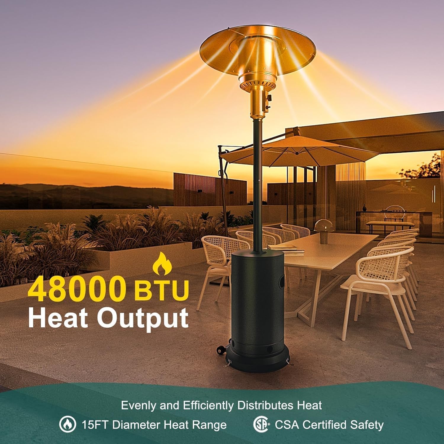 Lampe chauffante extérieure 48 - Patio Heater Standing avis et prix