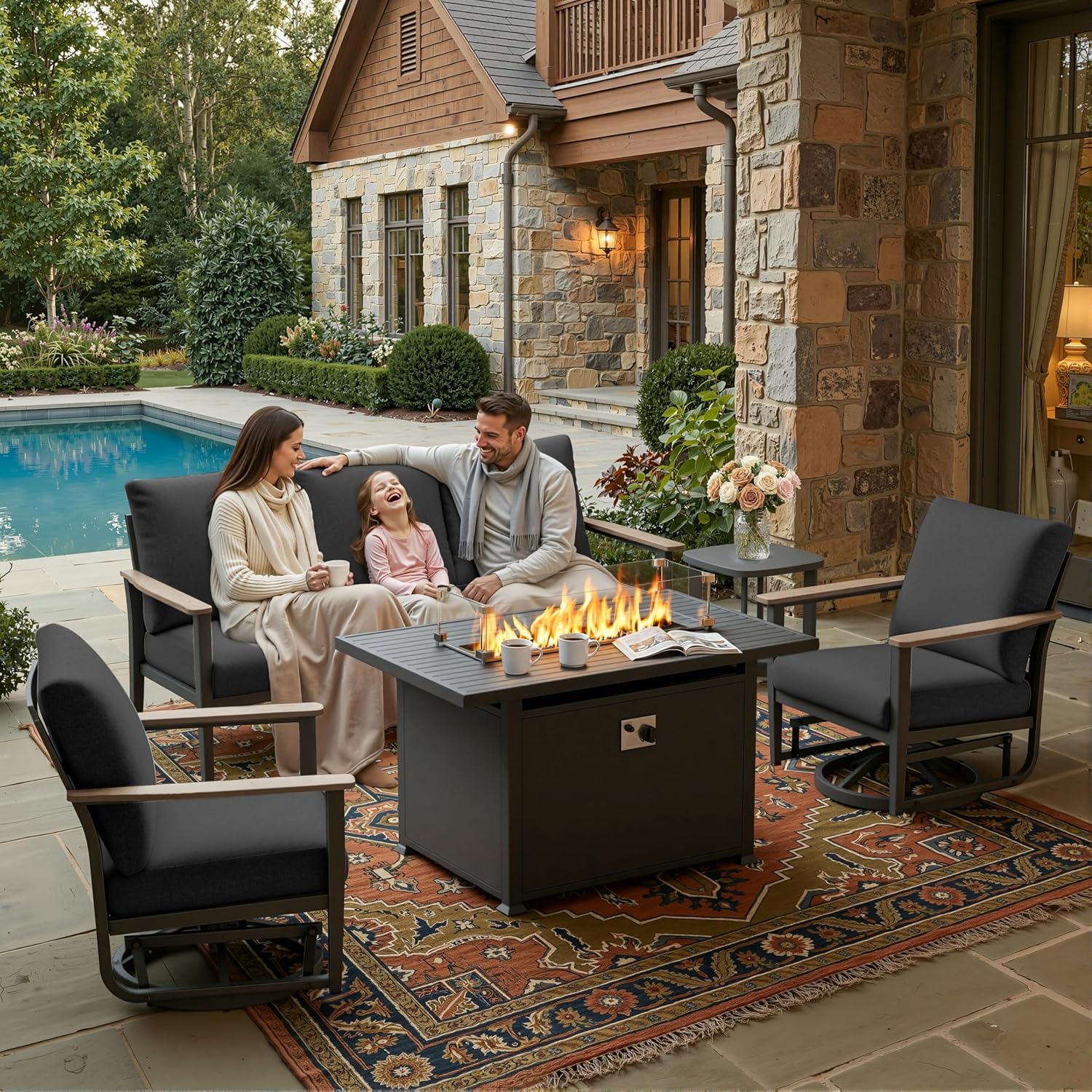 Ensemble de patio en aluminium - Outdoor Furniture And Fire Pit avis et prix