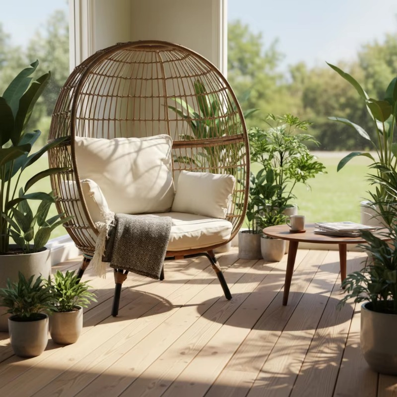 Fauteuil œuf en rotin tressé d - Outdoor Furniture Quality avis et prix